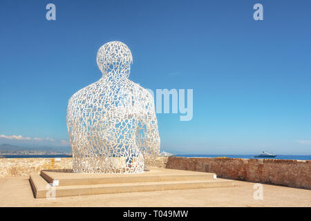 Antibes, France, September 11, 2018:  The artwork The Nomad along the Quay of Billionsaires of the port of the French city Antibes. Stock Photo