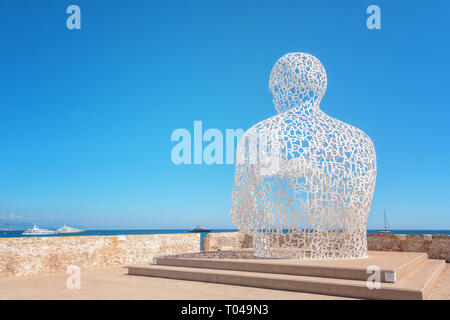 Antibes, France, September 11, 2018:  The artwork The Nomad along the Quay of Billionsaires of the port of the French city Antibes. Stock Photo