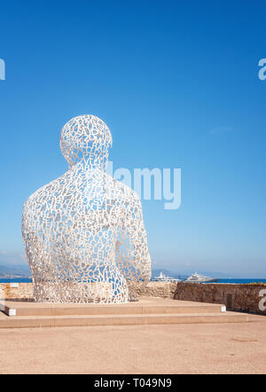 Antibes, France, September 11, 2018:  The artwork The Nomad along the Quay of Billionsaires of the port of the French city Antibes. Stock Photo