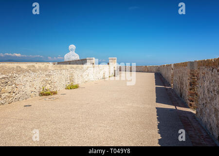 Antibes, France, September 11, 2018:  The artwork The Nomad along the Quay of Billionsaires of the port of the French city Antibes. Stock Photo