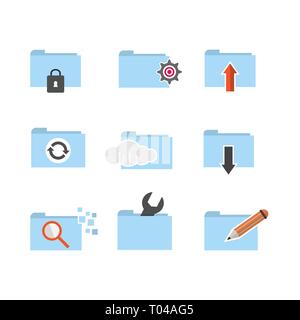 Set of folder computing icon vector Stock Vector