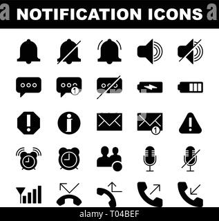25 Notification filled icons base on 64px. Stock Vector