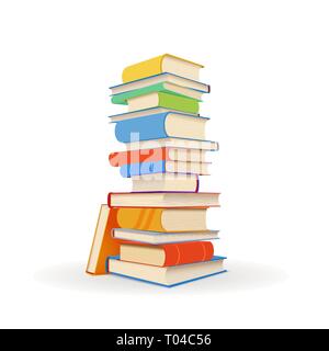 Stack of different colorful books isolated on white Stock Vector