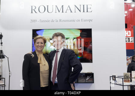 Paris, France. 14 th March, 2019.Guests of Romania attend the Inauguration of the Paris Book 2019 in Paris. Stock Photo