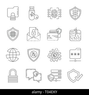 Data protection and Internet Security icons. Vector line icons set. Simple thin line design. Modern outline symbols, pictograms. Editable Stroke. EPS
