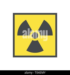 Radioactive warning yellow triangle sign. Radioactivity warning vector symbol. Stock Vector