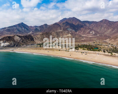 Fujairah sandy beach in the United Arab Emirates aerial view