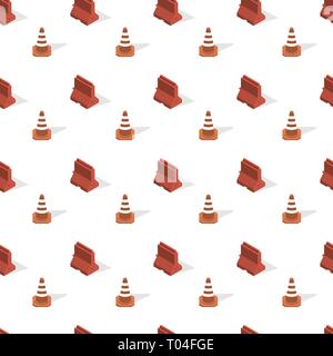 Seamless background from a set of under construction design elements, vector illustration. Stock Vector