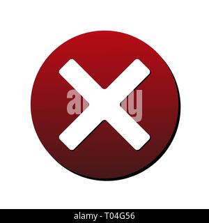 Cancel X-Cross round icon. Vector illustration style is flat iconic bicolor symbol, white and intensive red colors, transparent background.eps 10 Stock Vector