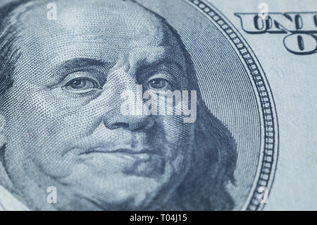 Portrait of Benjamin Franklin from 100 dollars bill Stock Photo