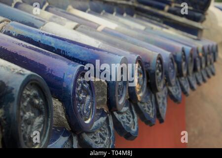 Chinese Rafters Ornate carved and painted beams and rafters with traditional Chinese ...