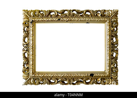 Golden vintage frame for painting or mirror Stock Photo