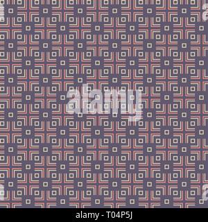Abstract seamless pattern. Regularly repeating geometric ornament of squares and rectangular lines. Crosses. Vector color background. Stock Vector