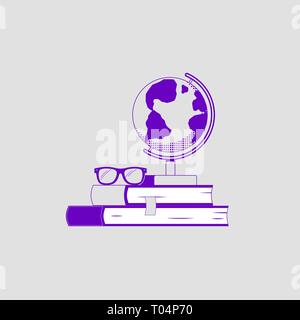 World globe flat hand drawn vector icon Stock Vector
