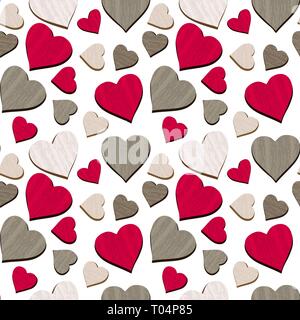 Texured hearts seamless pattern background Stock Vector