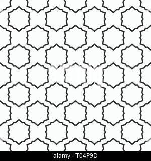 Abstract seamless pattern of six-pointed stars. Fashion flat design. Regularly repeating geometric shapes. Vector background. Stock Vector