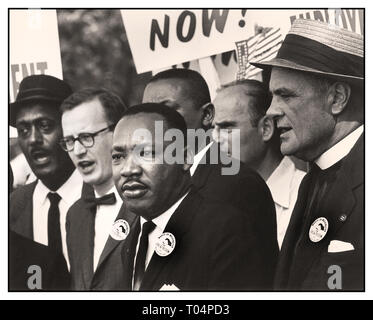 DR MARTIN LUTHER KING Civil Rights' March on Washington', D.C.' For Jobs and Freedom.' Dr. Martin Luther King, Jr. and Mathew Ahmann with civil rights protesters Washington DC USA August 28th 1963   Date28 August 1963 Stock Photo
