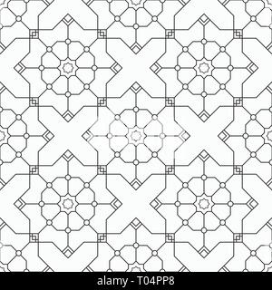 Abstract seamless line pattern of intersecting geometric shapes. Geometric lattice. Repeating linear texture for wallpaper, packaging, invitations. Stock Vector