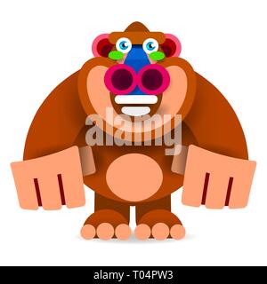 Cartoon Gibbon vector illustration on white background for your design Stock Vector