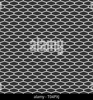 Abstract seamless pattern of elongated hexagon tiles. Hexagonal grid design. Geometric wallpaper. Tiles motif. Linear style. Oblong hexagonal net. Stock Vector