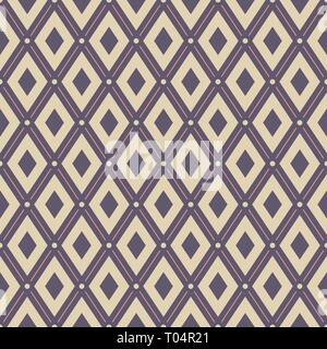 Abstract geometric seamless pattern. Regularly repeated rhombuses with dots. Minimalistic graphic print. Vector color background. Stock Vector
