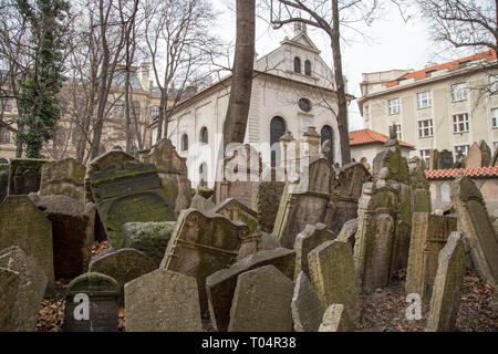 Old Jewish Cemetery in Prague Stock Photo