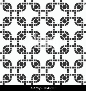 Abstract seamless pattern. Modern stylish texture. Regularly repeating geometric ornament of squares, circles, rounded shapes. Floor pattern. Vector. Stock Vector