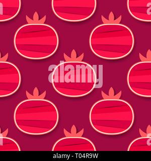 Grenades seamless pattern. Background of red grenades. Vector illustration. Pomegranate background. Stock Vector