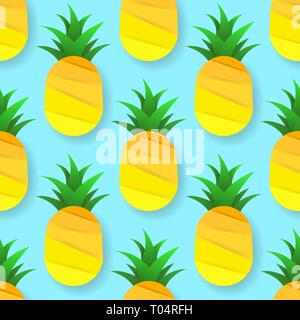 Tropical Seamless Pattern With Pineapples. Vector Illustration. Vector Seamless Background With Green Kiwi For Your Products And Business. Stock Vector