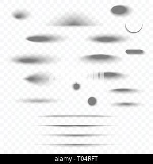 shadows with soft edges isolated on transparent background. Elements for product design. Vector illustration Stock Vector
