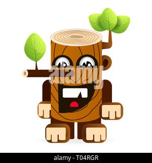 Vector Illustration of a cartoon big tree stump some blades. Stock Vector