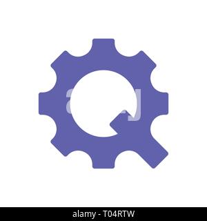 The letter Q in the form of a gear. The concept of technological and innovation. Vector Illustration. EPS 10 Stock Vector