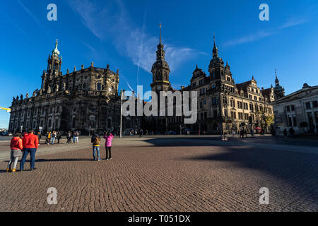 DRESDEN, GERMANY - OCTOBER 31, 2018: Cathedral of the Holy Trinity (Katholische Hofkirche). Dresden is the capital city of the Free State of Saxony. Stock Photo