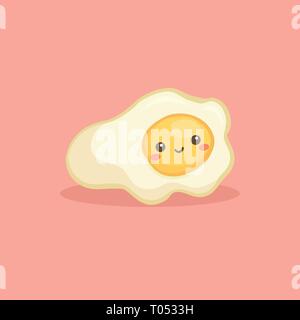 Cute Sunny Side Up Fried Egg Breakfast Food Vector Illustration Cartoon Character Stock Vector