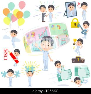 A set of chiropractor man on success and positive.There are actions on business and solution as well.It's vector art so it's easy to edit. Stock Vector