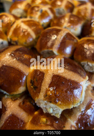 Traditional Fruit Hot Cross Buns Stock Photo