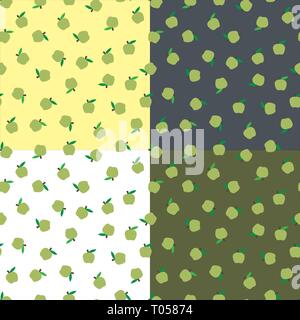 apple patterns for design. seamless background with green apples. Autumn seasonal background, school. Stock Vector