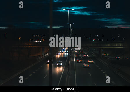 Evening rush on highway in Ljublana Stock Photo