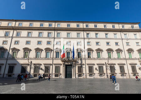 Rome, Italy - March 03, 2019: view of Palazzo Chigi, headquarters of the Government of the Italian Republic and residence of the president of the Coun
