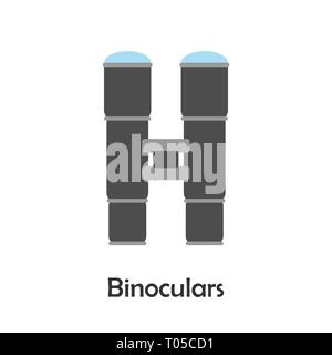 Binoculars in cartoon style, marine card for kid, preschool activity for children, vector illustration Stock Vector