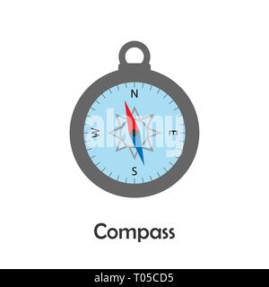 Compass in cartoon style, marine card for kid, preschool activity for children, vector illustration Stock Vector