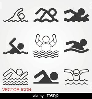 Swimming icon vector sign symbol for design Stock Vector