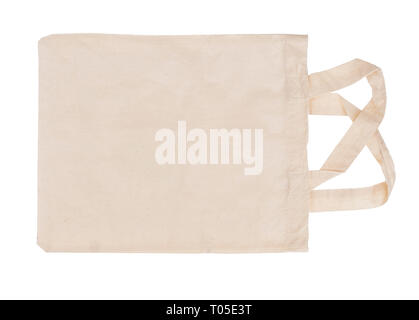 Reusable, recyclable fabric shopping tote bag, isolated on white. For environmentally friendly, green consumers. Stock Photo