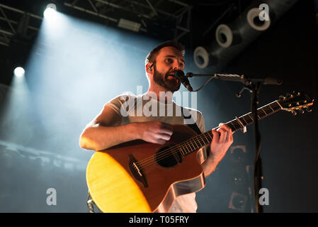 BARCELONA - FEB 13: Snow Patrol (pop band) perform in concert at Razzmatazz stage on February 13, 2019 in Barcelona, Spain. Stock Photo