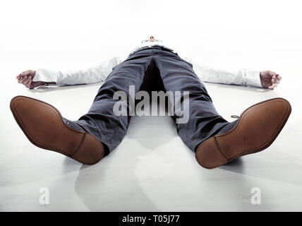 Young, tired businessman having a nap - isolated Stock Photo