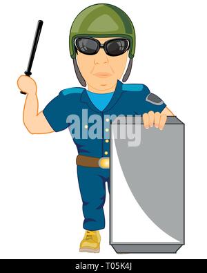 Vector illustration of the cartoon police on white background Stock Vector
