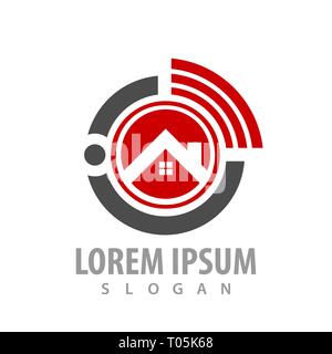 Circle house with wifi signal concept design. Symbol graphic template element Stock Vector