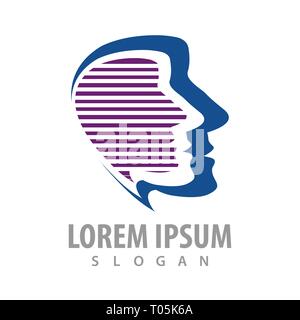 Abstract human face lines concept design. Symbol graphic template element Stock Vector