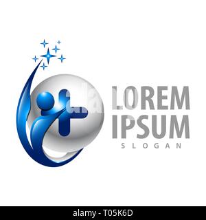 Sphere medical cross with human concept design. Symbol graphic template element Stock Vector