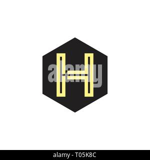 letters ht hexagon stripes logo vector Stock Vector